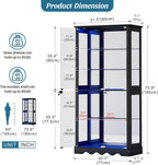 Dystler Display Cabinet with Glass Doors, RGB Lights for Collectibles