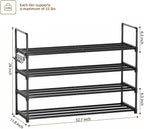 Metal Shoe Rack - 4-Tier Shoe Organizer with Adjustable Shelf Height, Sturdy Shoe Storage Shelf, Perfect for Front Door Entrance, Closet & Entryway, Easy to Assemble, DIY Layering Options (M - 4 Tier)