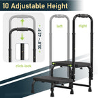 Suteck 2 Step Stool with Handle for Elderly Adults, 6-Leg Welded Bedside Step Stool for High Beds, 10-Level Adjustable Handrail, Wide Non-Slip Platform for Bathroom, Kitchen, RV, 450 lb, Black