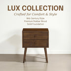 NTC Lux Nightstand with 2 Drawers, Featuring Adaptable Design, 150 lbs Load Capacity, Water-Resistant, Elevate Your Space, Easy Assembly - Dark Walnut