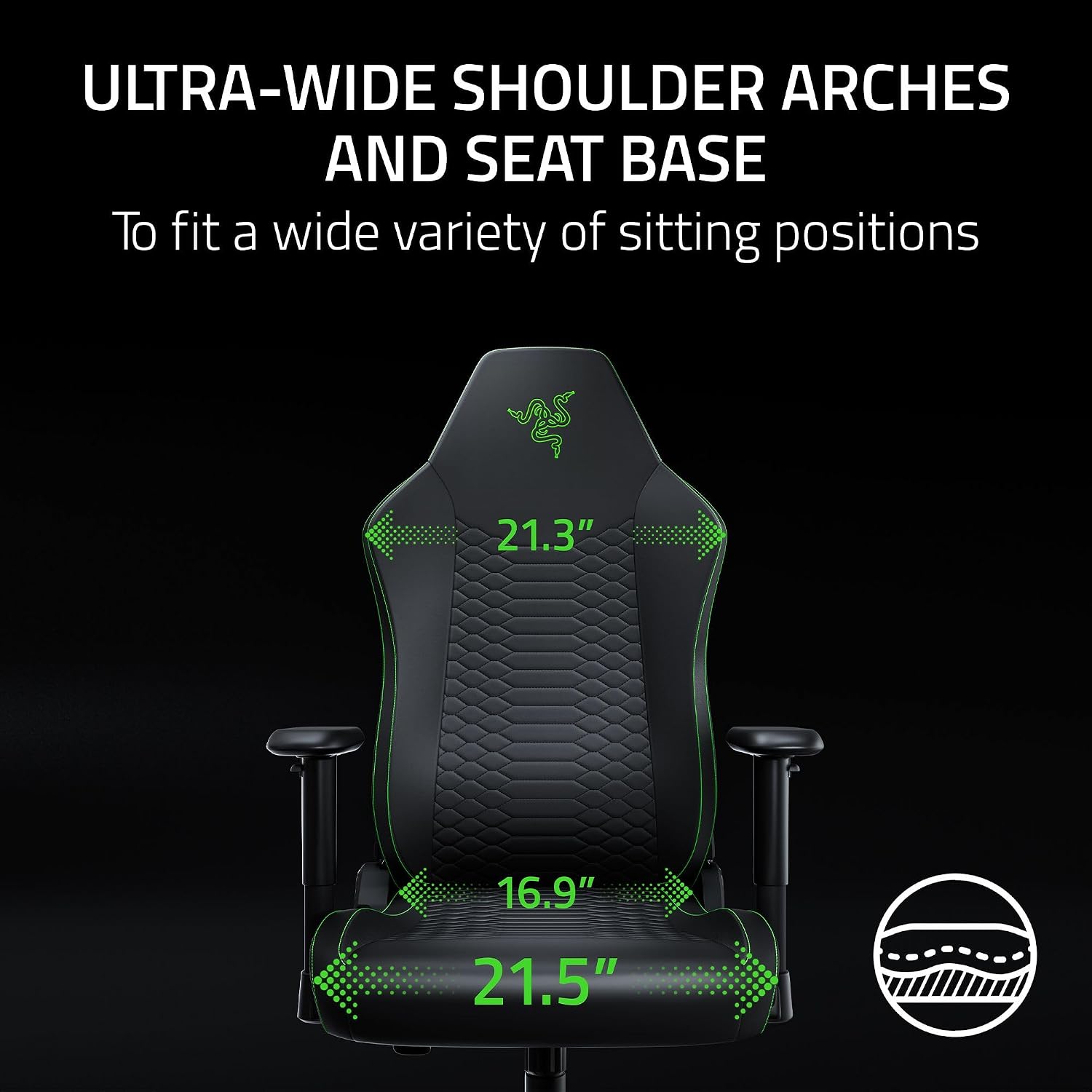 Razer Iskur V2 X NewGen Ergonomic Gaming Chair, Black/Green | Gen-2 EPU Leather with CoolTouch, Lumbar Support, Ultra-Wide Base, Foam Cushions, Adjustable 152 Degree Recline, 2D Armrests