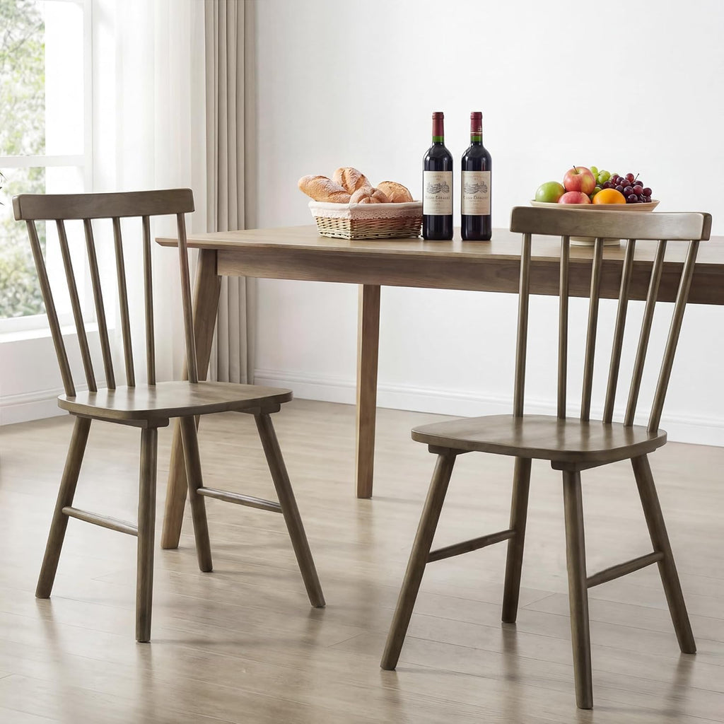 DUHOME Windsor Dining Chairs Set of 2, Farmhouse Mid Century Modern Wooden Spindle Back Kitchen Chairs with Comfortable Seat，Wood Dining Chairs for Dining Room, Living Room & Bistro