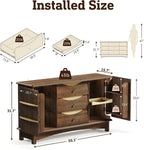 STO'SENSE Buffet Cabinet with Stroage, Large Sideboard Buffet Cabinet w/ 3 Drawers, Solid Wood Handle, Modern Coffee Bar Station w/ 2 Doors, Concealed Storage Shelves & Sliding Tray (Walnut)
