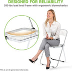 Real Relax Acrylic Folding Chairs,Foldable & Stackable Clear Chairs with Metal Chrome Frame, Indoor and Outdoor, for Home, Office, Party & Events,Set of 6,350LB,Transparent