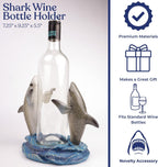 Needzo Shark Wine Bottle Holder, Nautical Bar Decor, Resin Beach House Accessory, 7.25 Inches