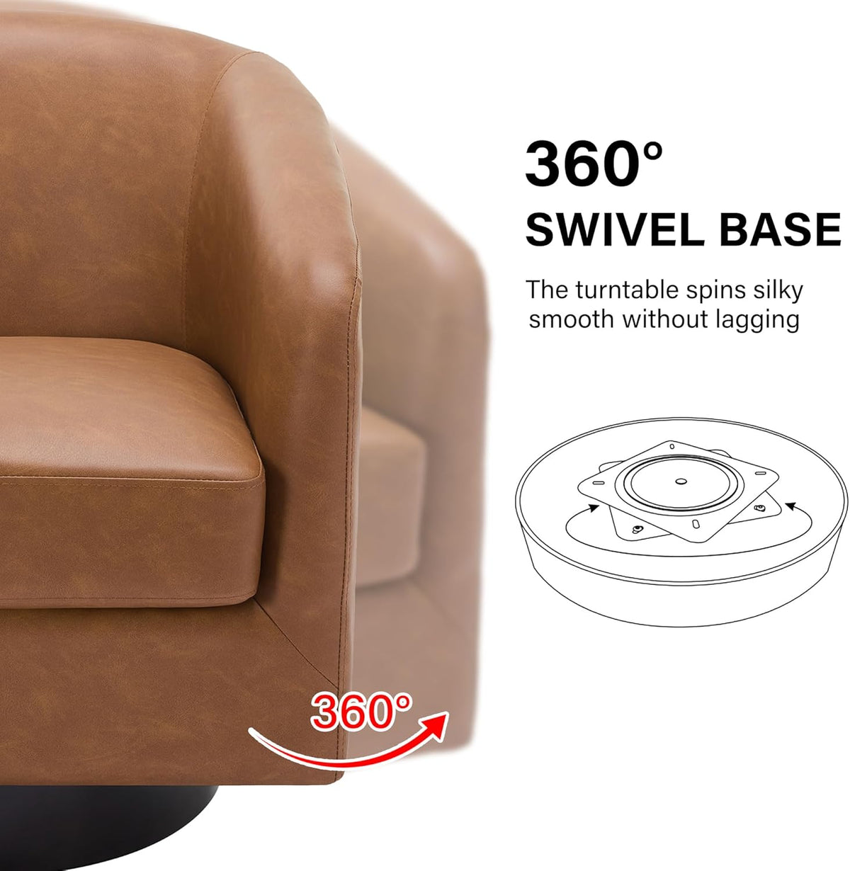 Swivel Barrel Accent Chair, Modern Round Chenille Fabric Arm Chair for Living Room, Bedroom, Comfy Club Reading Chairs for Adults
