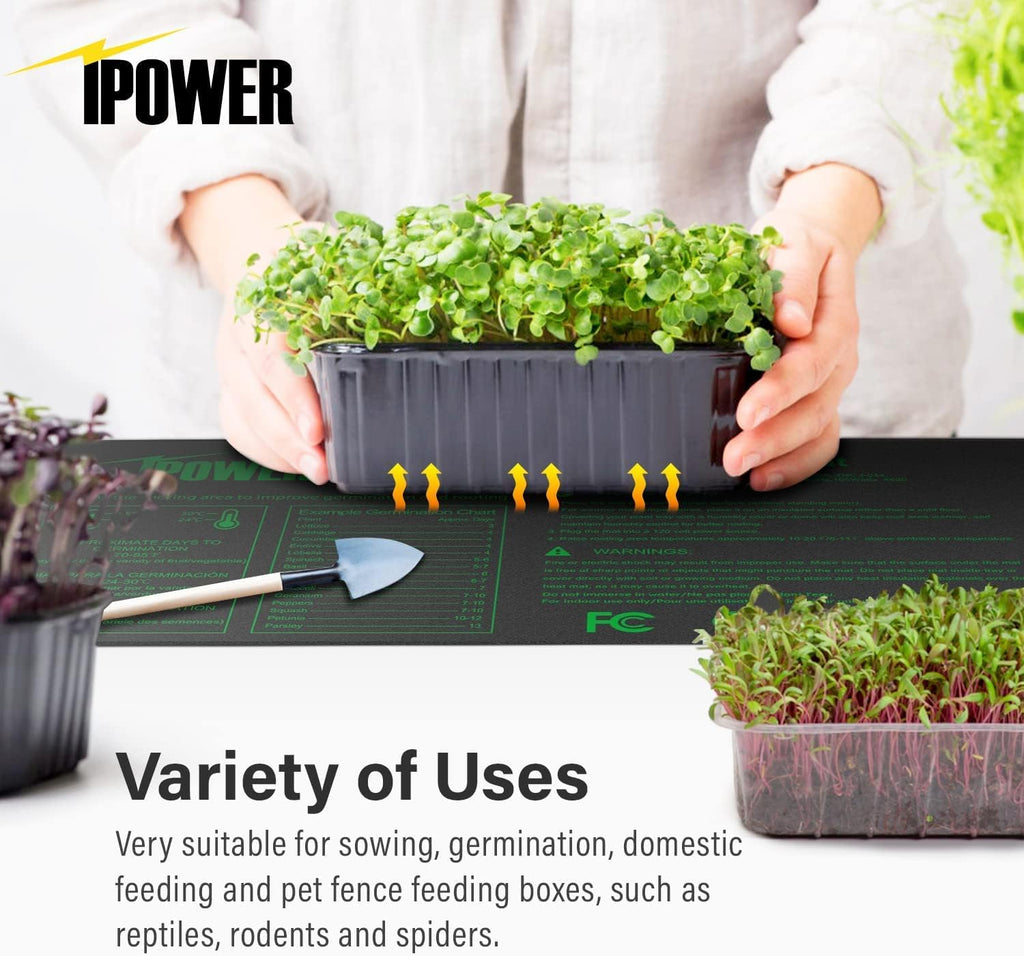 iPower 48” x 20.75” Seeding Heat Mat Upgraded Carbon Film Indoor Warm Hydroponic Plant Germination Starting Pad Durable Waterproof, 48" x 20.75", Black