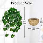 Large Fake Hanging Plants in Pot for Indoor & Outdoor, Long Artificial Hanging Monstera Plants, 27.6" Fake Potted Vines Ivy Greenery Plant for Room Wall Shelf Decor Living Room Bathroom Patio Porch