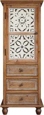 KTART 54''Tall Kitchen Pantry Cupboard Storage Cabine,Narrow Accent Cabinet | Solid Wood Frame;Farmhouse/French Country Narrow Corner Glass Display Cabinet;Narrow Storage Cabinet;Tall Accent Cabinet