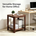 Boho Wave Engineered Wood End Table with 2-Tier Open Storage Shelf, Sturdy Load-Bearing Structure and Safety Rounded Corner Design(Walnut)