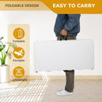 34" Square Folding Card Table, Fold-in-Half Utility Dining Portable Tables Heavy Duty HDPE Plastic Foldable Table with Carrying Handle Indoor Outdoor for Picnic, Camping, Party, White