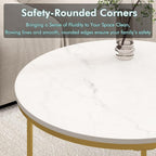 Nesting Coffee Table Set of 2, Round Tables with Marble Pattern MDF Top | Space-saving nested design, 120 LBS load capacity, luxury marble-look finish, gold metallic base, quick 10-min assembly