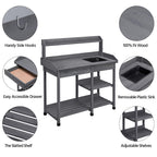 Yaheetech Potting Bench with Sink & Drawer, Outdoor Gardening Table, Gray