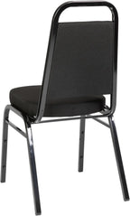 Flash Furniture Hercules Series Trapezoidal Back Stacking Banquet Chair with 2.5" Thick Seat in Black Fabric - Black Frame