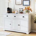 COSTWAY Sideboard Buffet Cabinet with Storage, Modern Coffee Bar Station with Drawers, Doors and Adjustable Shelves, Wooden Kitchen Storage Cabinet for Room (White)