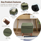 FAGAGA Storage Ottoman with Adjustable Lid, Corduroy Foot Rest | Soft Step Stool, Footrest and Seat, Big Ottoman for Living Room, Bedroom, Dorm, Green