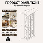 Lighted Curio Cabinet with Tempered Glass Doors, 6 Tiers Curio Diapaly Cabinet with Adjustable Shelves and Mirrored Back Panel, Floor Standing Glass Display Cabinet for Home No Bulb (Walnut)