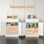 Wanfu Metal Storage Cabinet, Locking Cabinet with 1 Drawer and Adjustable Shelf, 36" H x 28" W x 16" D Steel Storage Cabinet for Office, Garage, Home-White