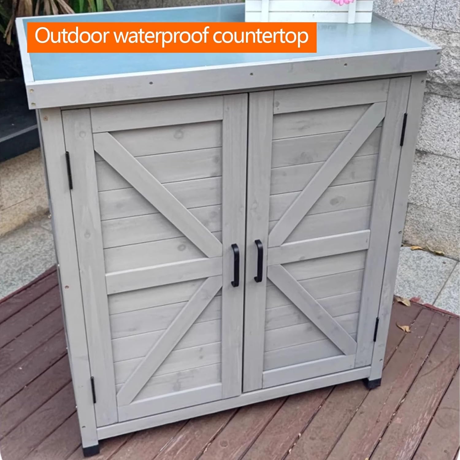 Outdoor Storage Cabinet Waterproof Small Strong Load-Bearing, Front Opening Outdoor Patio Storage Box Cabinet Small Easy to Assemble, Indoor and Outdoor Use,