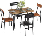 Takywep Dining Table Set for 4 – Wooden Kitchen Table with 4 PU Upholstered Chairs, Industrial Metal Frame Kitchen & Dining Set for Home, Apartment, Studio, Brown & Black