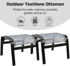 Outdoor Foot Stools Gift for Patio Ottoman Footrest Aluminum Portable Seat Wicker Furniture Stackable Dining Ottoman 2 Pack Blue