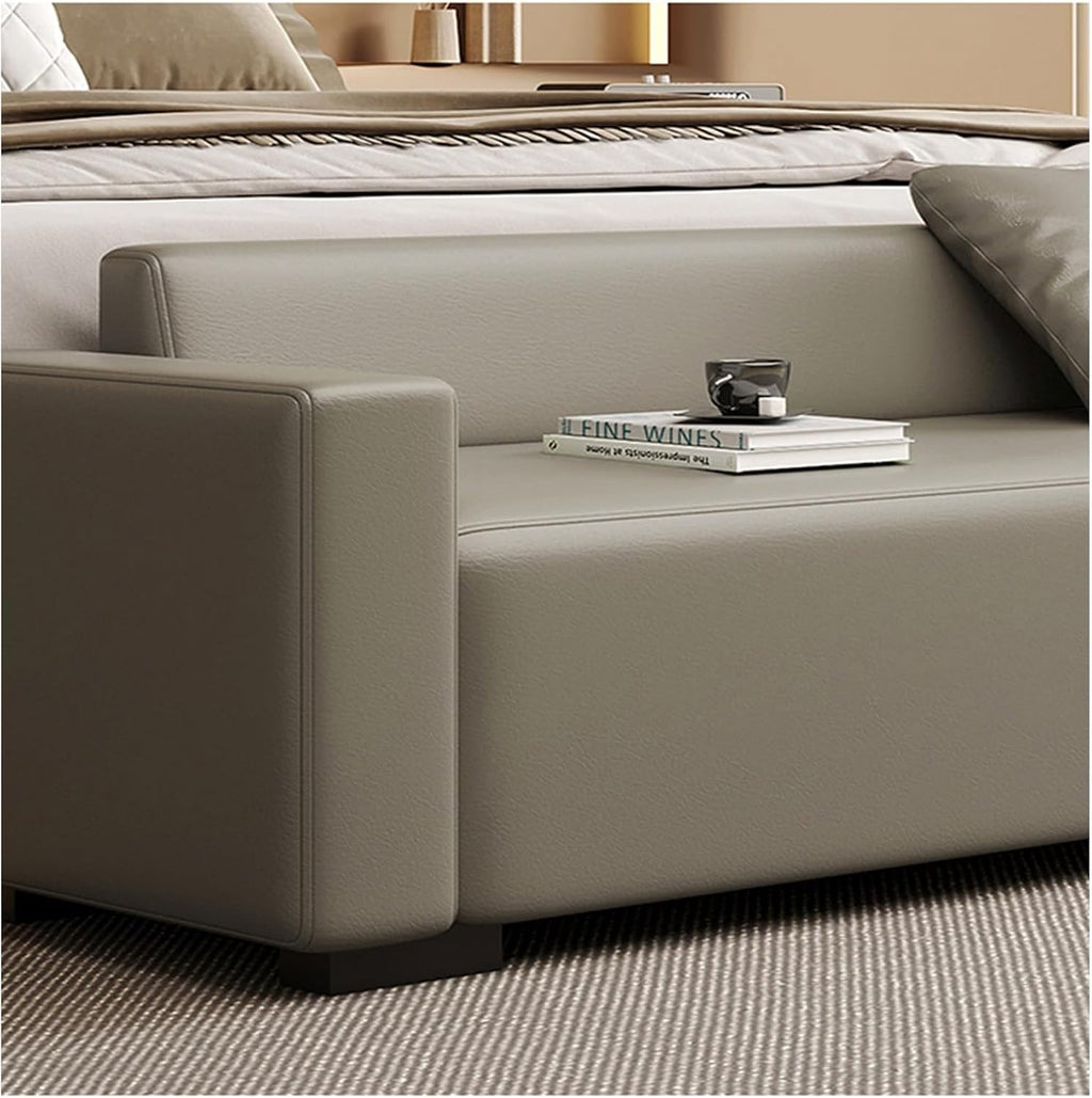 Modern End of Bed Bench for Bedroom, Entryway with Padded Seat & Solid Wood Legs for Living Room Dining Entryway(Beige,180 * 55 * 60cm)