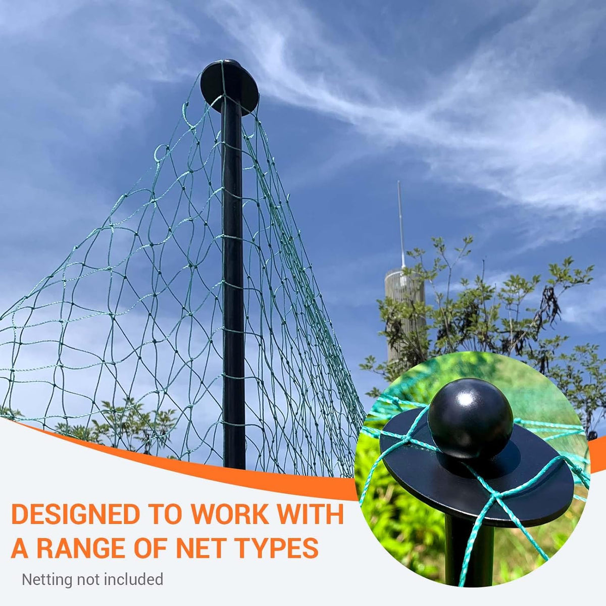 6 Sets Garden Stake Netting Support, Heavy Duty Metal Garden Poles for Netting, Powder Coated Carbon Steel Lawn Plant Support Cage, 72 Inch Garden Fencing Protection Frame