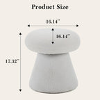 FOXHUNTER Mushroom Pouf Ottoman with 360° Rotation, White | Footstool with Sponge Filling, No Assembly Required, Soft Shoe Stool, Makeup Chair for Living Room Bedroom Entrance
