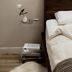 Acrylic Clear Movable End Table -26" h C-Shaped Modern Rolling Bedside/Sofa Side Table, Ideal for Bedroom and Living Room as a Snack Table
