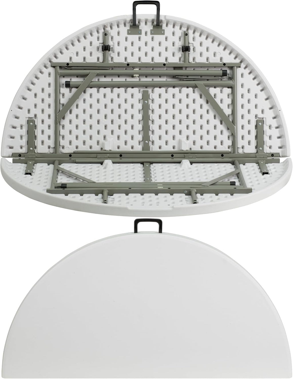 Flash Furniture 4-Foot Round Bi-Fold Granite White Plastic Folding Table | Lightweight, Easy Storage, Commercial Grade, Carrying Handle