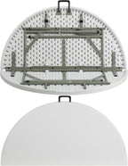 Flash Furniture 4-Foot Round Bi-Fold Granite White Plastic Folding Table | Lightweight, Easy Storage, Commercial Grade, Carrying Handle