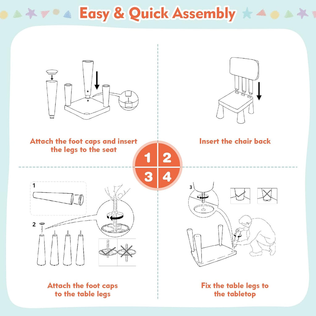 LDAILY Kids Table and Chairs, 3-Piece Children Activity Table for Drawing, Reading, Art Craft and Snack Time, Lightweight Plastic Toddler Table and Chair Set for Playroom, Daycare, Kindergarten (Pink)
