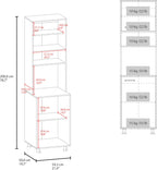 FM FURNITURE Kitchen Pantry Storage Cabinet, Freestanding Organizer with Doors and Open Shelves, Space Saving Kitchen Storage, White