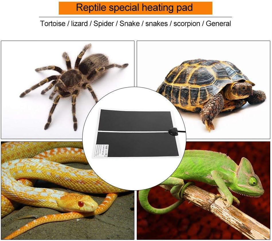 KABASI Reptile Heating Pad, 14W 11x11 inch Waterproof Reptile Heat Pad Under Tank Terrarium with Temperature Control, Safety Adjustable Reptile Heat Mat for Turtle, Tortoise, Snakes, Lizard, Gecko
