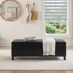 51 Inch Storage Ottoman Bench, Faux Leather Foot Rest with Hinged Lid, Long Rectangle Bed Bench for Living Room, Bedroom, Entryway, Black