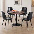 Table with 4 Chairs, Wooden Round Dining Table Set | Space-Saving Set，Wood-Grain Finish，Rounded Edges，ErgonomicComfort