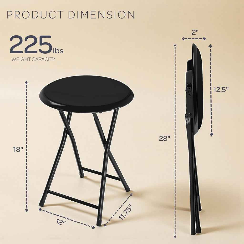 Folding Stool - Portable Backless 18-Inch Stool with 225lb Capacity, Single | Collapsible Counter Bar Stools, Compact Folding Chair, for Kitchen or Rec Room, Camping, Indoor and Outdoor by Lavish Home