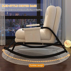 Oversized Rocking Chair with Cushion, Modern Accent Rocking Chair with Armrests, Recliner Chair with Footrest, Backrest with Five-Position Adjustment for Bedroom Living Room(Off-White)