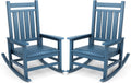 SERWALL Outdoor Rocking Chair Set of 2, HDPE Rocker for Adults, Blue | 21.1" Widened Seat adds Extra Comfort, Oversized Rocking Chair for Adults, All Weather Porch Rocker for Lawn Garden