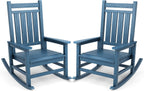 SERWALL Outdoor Rocking Chair Set of 2, HDPE Rocker for Adults, Blue | 21.1" Widened Seat adds Extra Comfort, Oversized Rocking Chair for Adults, All Weather Porch Rocker for Lawn Garden