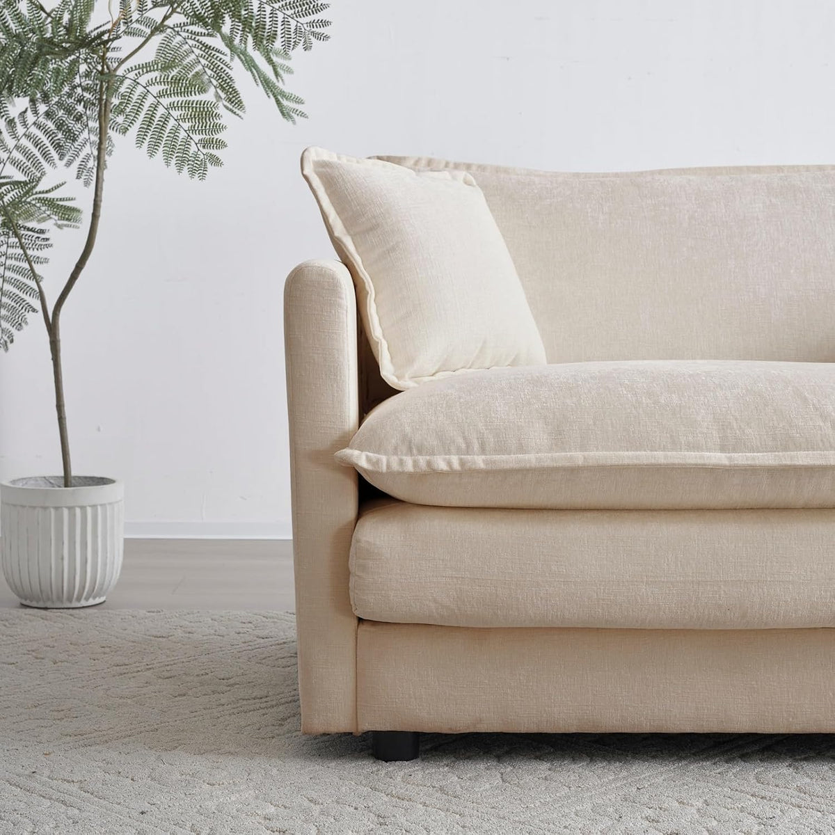 Fabric Ottomans Footrest to Combine with 2 Seater Sofa, 3 Seater Sofa and 4 Seater Sofa, Beige