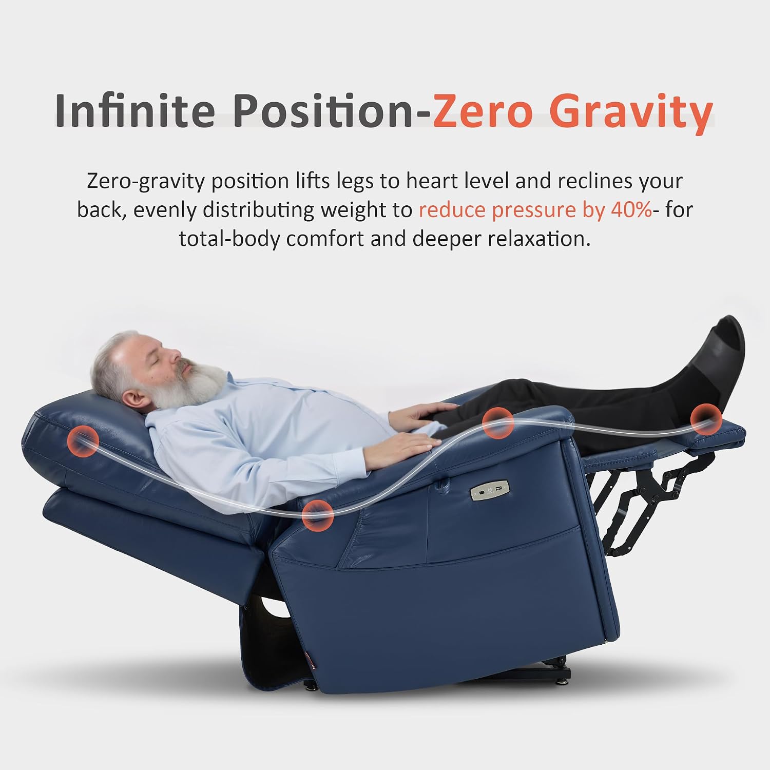 MCombo 500lbs Heavy Duty Lift Chair for Elderly, Extra Wide Dual Motor Power Lift Recliner with Hidden Cup Holders, USB Charging, Breathable Faux Leather R7777 (Blue)