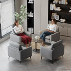 Faux Leather Accent Chair, Office Armchairs with Metal Legs (Grey, 1)