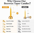 20 Pack Beeswax Meditation Candles, 3.15 Inch 20 Minute Candles with Holder | Dripless Beeswax Candles,Non Toxic Clean Burn Natural Unscented Small Chime Spell Prayer Candles for Birthday Shabbat Ritual