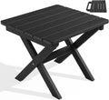 SERWALL Small Folding Side Table, HDPE Outdoor End Table, Black