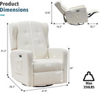 Ketaiyou Power Swivel Rocking Recliner Chair, High Back Electric Rocker Nursery Glider Chair, USB and Type-C Ports, Upholstered Teddy Fabric Reclining Single Sofa Chair for Living Room (Teddy Beige)