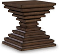 Benjara Reem Side End Table, Square Geometric Hourglass, 28 Inch Dark Brown