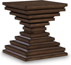 Benjara Reem Side End Table, Square Geometric Hourglass, 28 Inch Dark Brown