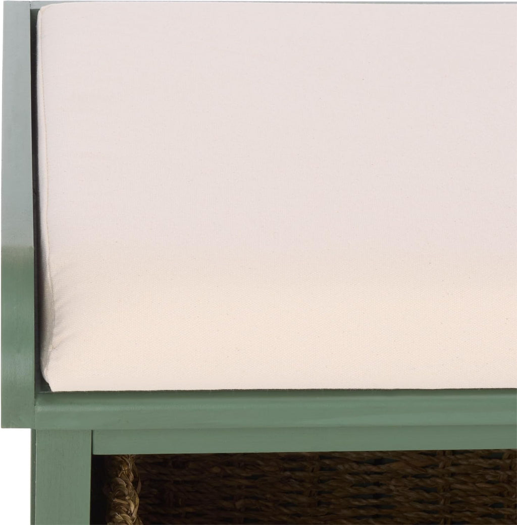 SAFAVIEH Furniture - Lonan Storage Bench - Dusty Green - Solid Wood - Farmhouse Lift-Top Design - Ideal for Entryway, Living Room, Hallway, 18" Seat Height (AMH5733J)