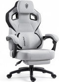 Dowinx Big and Tall Gaming Chair with Footrest, Gray | Breathable woven fabric with lumbar support and extra-wide seat back; big-and-tall frame fits larger, heavier users.